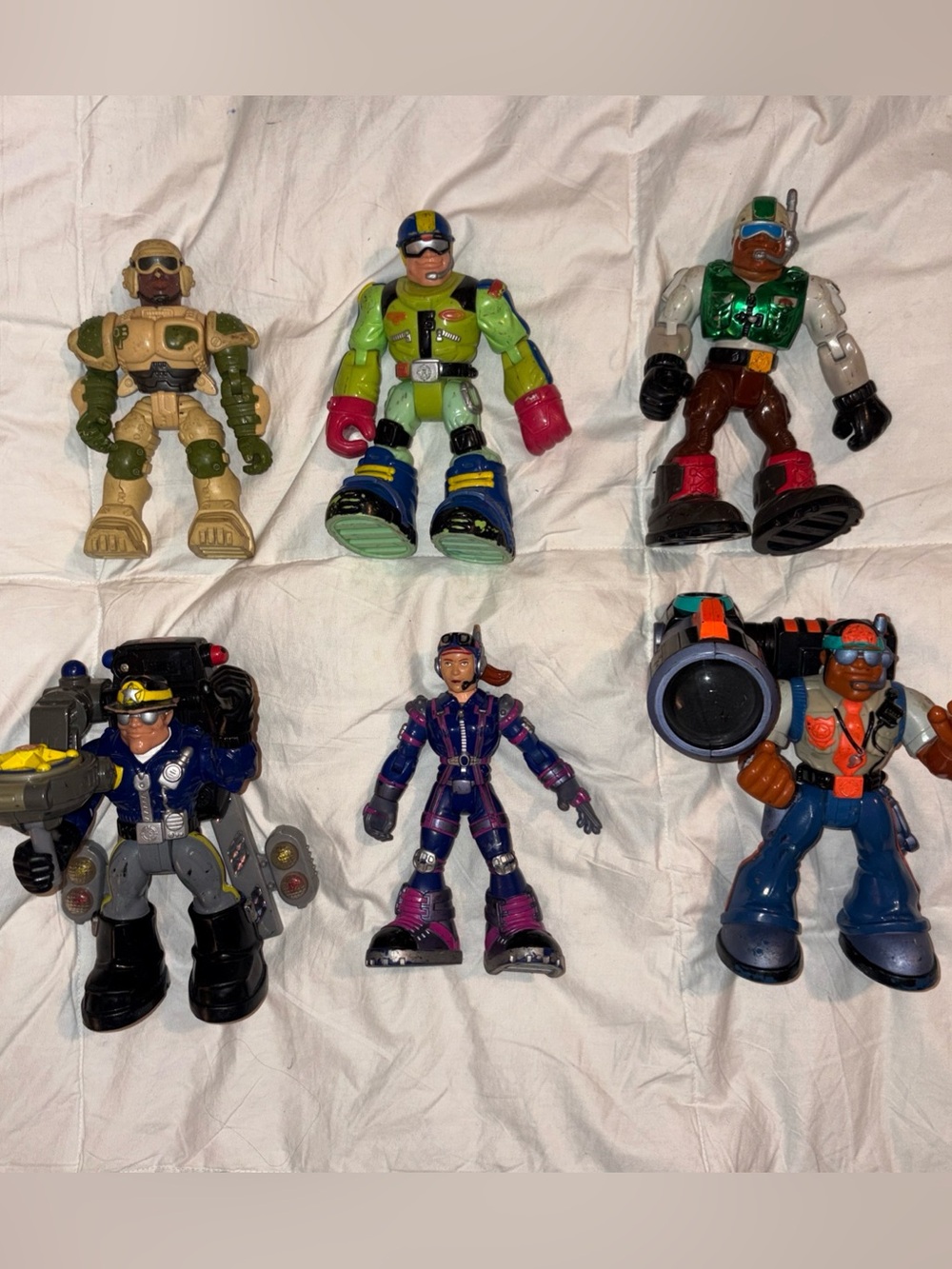 Vintage Fisher-Price Rescue Heroes Lot - 6 Figures & Accessories - Jake Justice